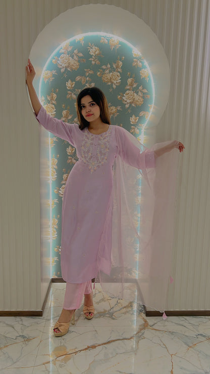 PF7394 - , Kurtis , Ethnic Clothing Hand Embroidery Kurta Sets Silk
