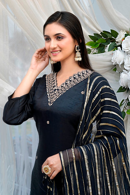 PF7432 - , Kurtis , Ethnic Clothing Hand Embroidery Kurta Sets Silk