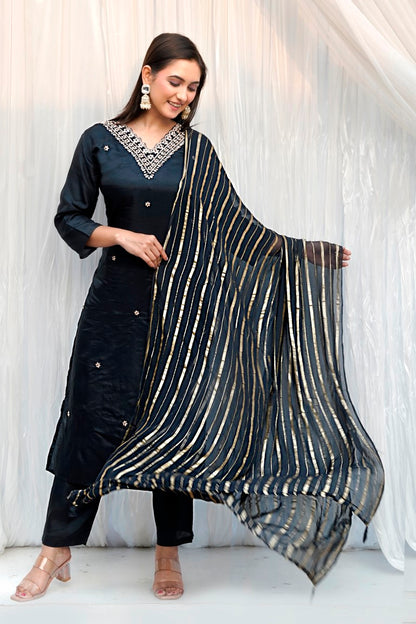 PF7432 - , Kurtis , Ethnic Clothing Hand Embroidery Kurta Sets Silk