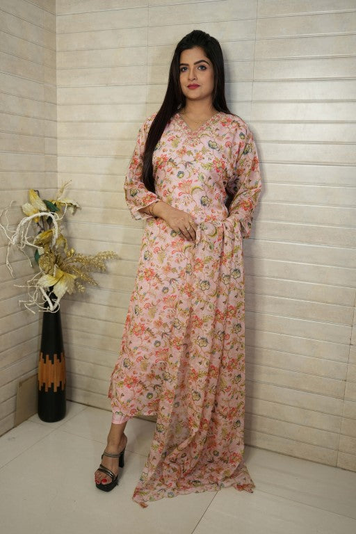 PF7523 Kurtis Ethnic Clothing Hand Embroidery Kurta Sets Organza Printed