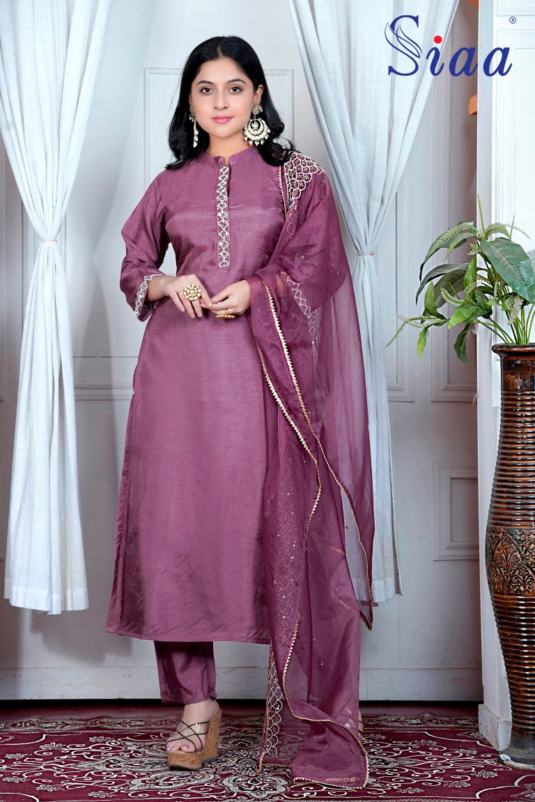 PF7526 Kurtis Ethnic Clothing Hand Embroidery Kurta Sets Silk