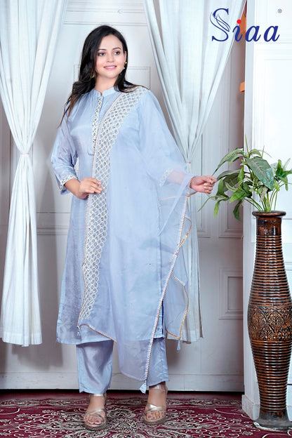 PF7526 Kurtis Ethnic Clothing Hand Embroidery Kurta Sets Silk