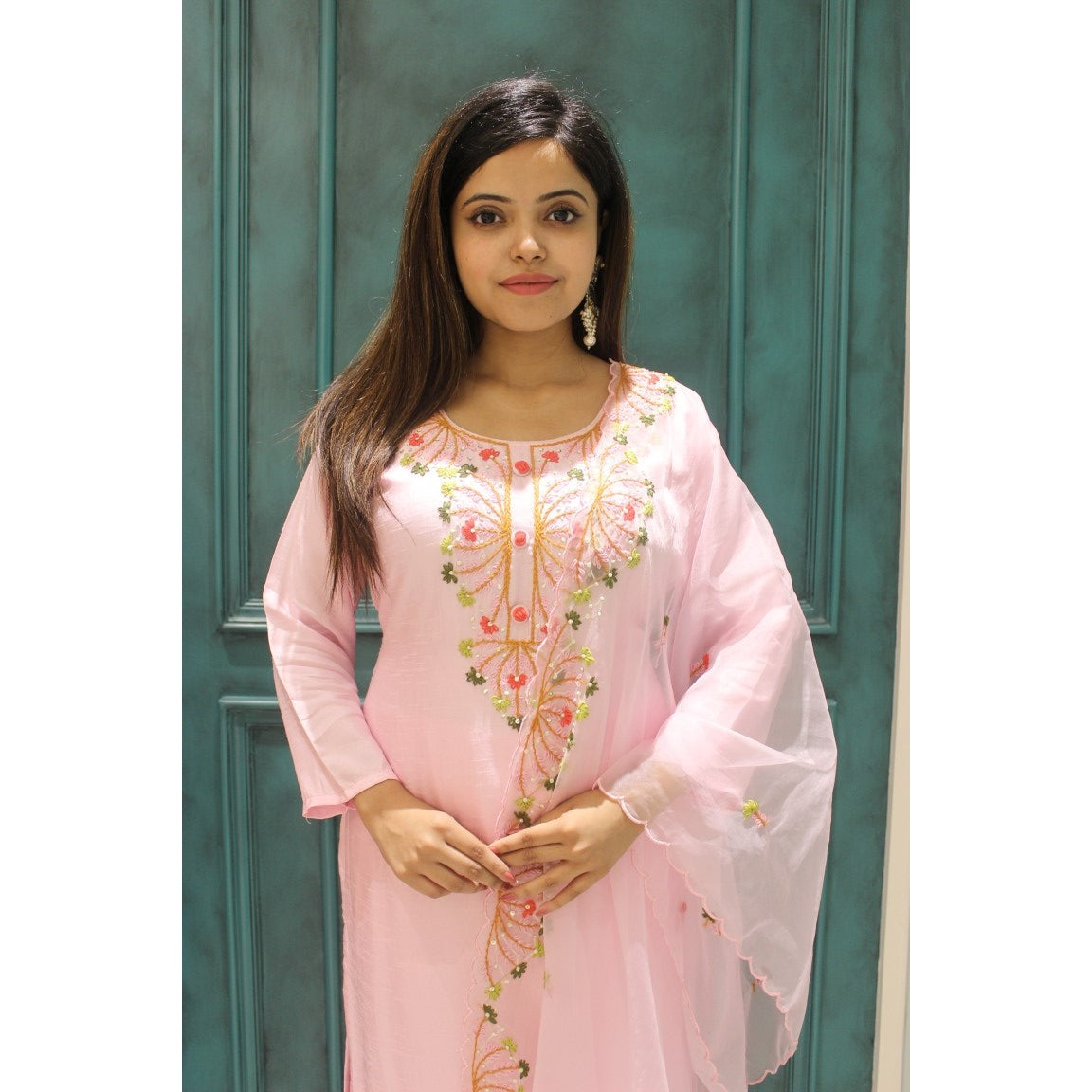 PF7527 Kurtis Ethnic Clothing Hand Embroidery Kurta Sets Silk