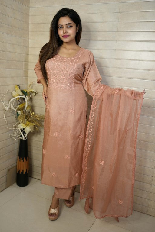 PF7586 Kurtis Ethnic Clothing Hand Embroidery Kurta Sets Silk