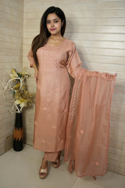 PF7586 Kurtis Ethnic Clothing Hand Embroidery Kurta Sets Silk