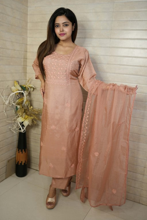 PF7586 Kurtis Ethnic Clothing Hand Embroidery Kurta Sets Silk