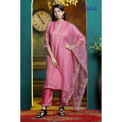 PF7654 - , Kurtis , Ethnic Clothing Hand Embroidery Kurta Sets Silk