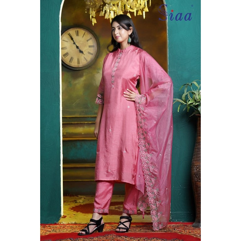 PF7654 - , Kurtis , Ethnic Clothing Hand Embroidery Kurta Sets Silk