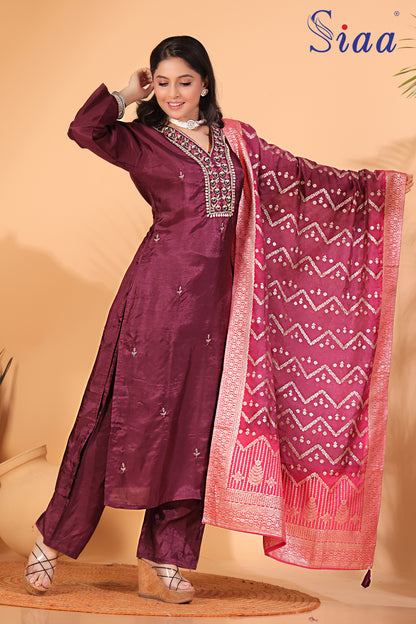 PF7667 Kurtis Ethnic Clothing Hand Embroidery Kurta Sets Silk