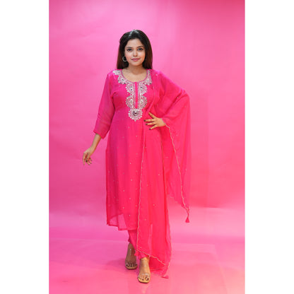 PF7705 - , Kurtis , Ethnic Clothing Hand Embroidery Kurta Sets Organza