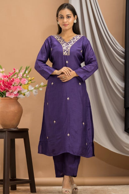 PF7736 Kurtis Ethnic Clothing Hand Embroidery Kurta Sets Silk