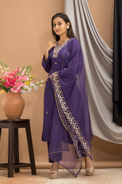 PF7736 - , Kurtis , Ethnic Clothing Hand Embroidery Kurta Sets Silk