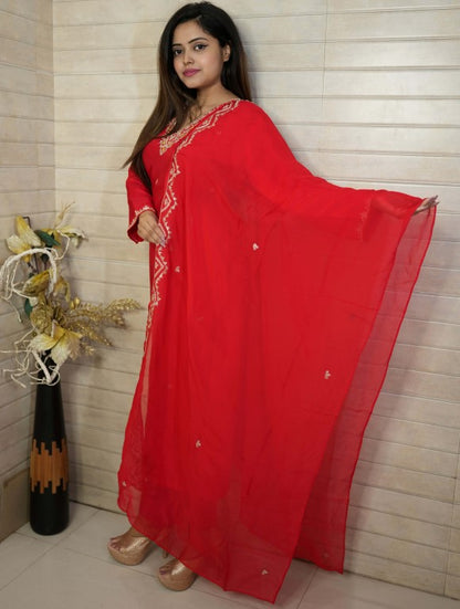 PF7748 Kurtis Ethnic Clothing Hand Embroidery Kurta Sets Silk