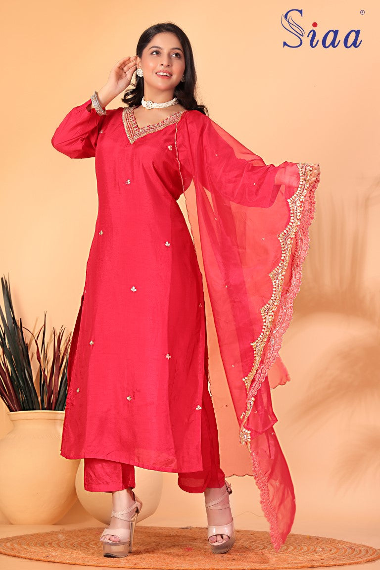 PF7754 Kurtis Ethnic Clothing Hand Embroidery Kurta Sets Silk