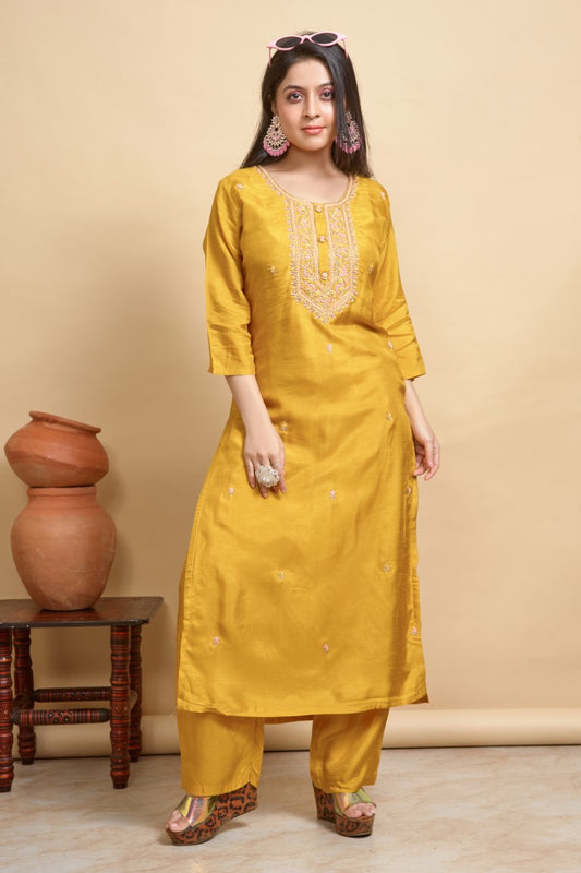 PF7769 Kurtis Ethnic Clothing Hand Embroidery Kurta Sets Silk