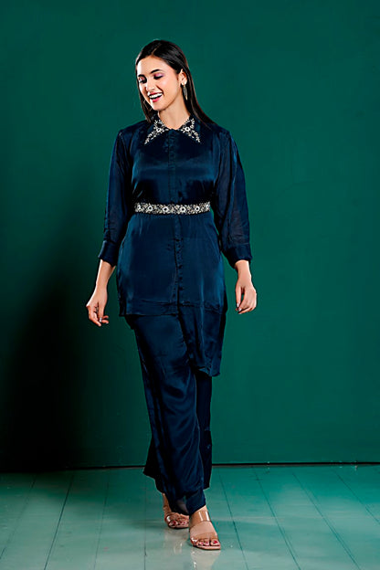 PF7801 - , Kurtis , Casual Wear Contemporary Clothing Cord Sets Ethnic Clothing Hand Embroidery Silk