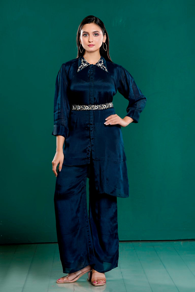 PF7801 - , Kurtis , Casual Wear Contemporary Clothing Cord Sets Ethnic Clothing Hand Embroidery Silk