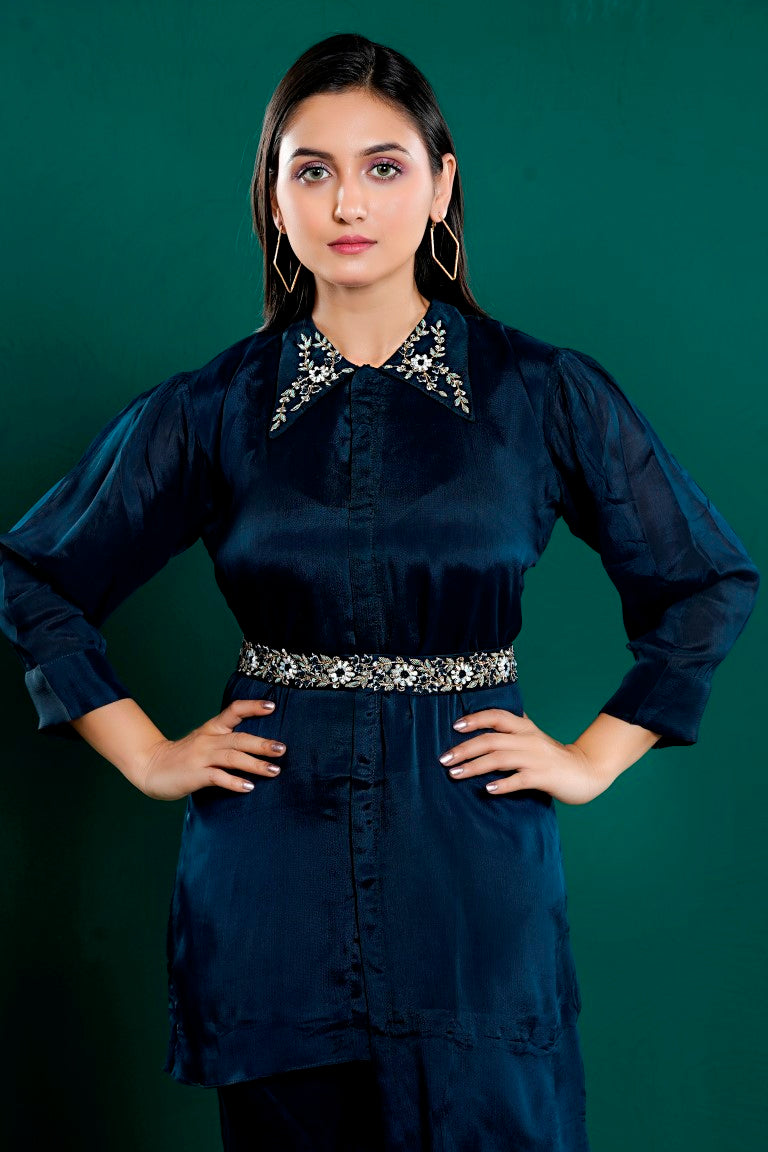 PF7801 - , Kurtis , Casual Wear Contemporary Clothing Cord Sets Ethnic Clothing Hand Embroidery Silk