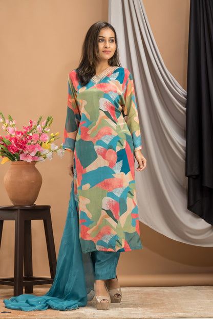 PF7821A - , Kurtis , Ethnic Clothing Kurta Sets Printed Silk