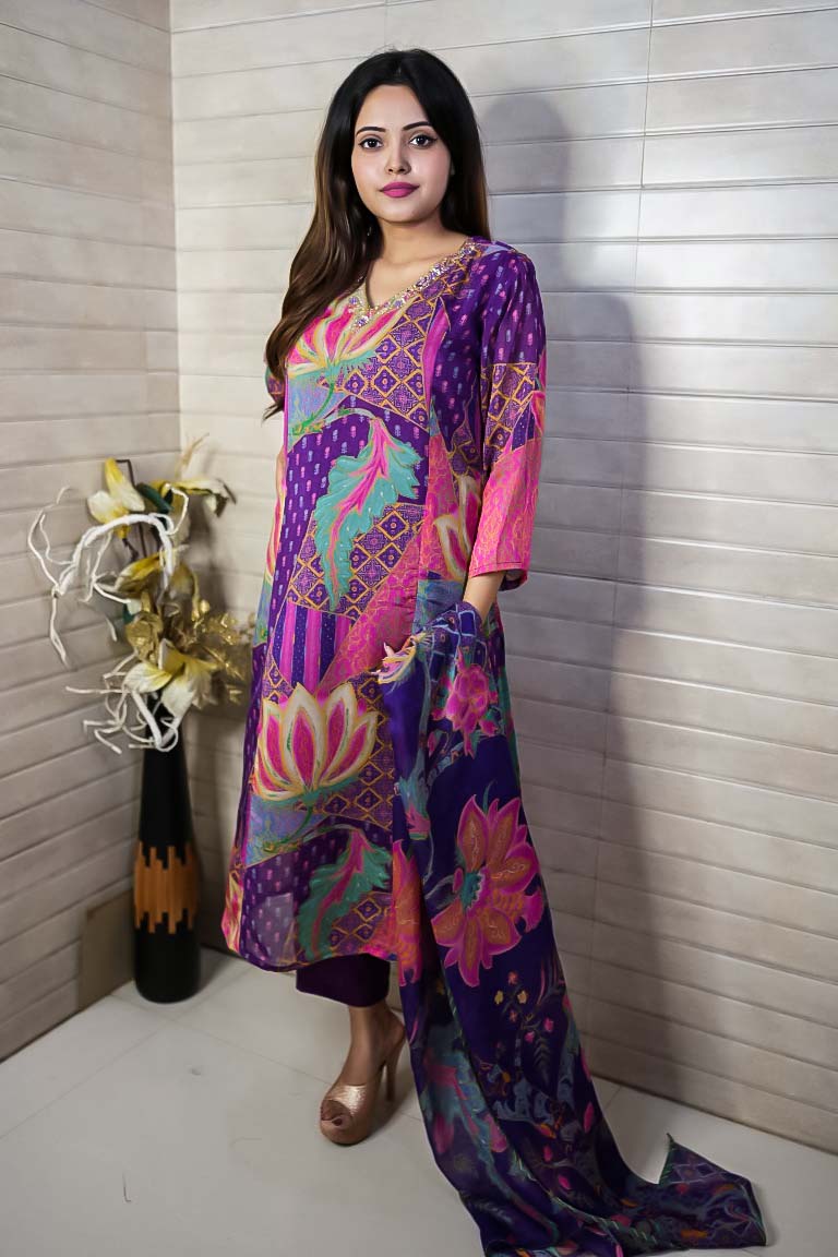 PF7854 Kurtis Ethnic Clothing Kurta Sets Printed Silk