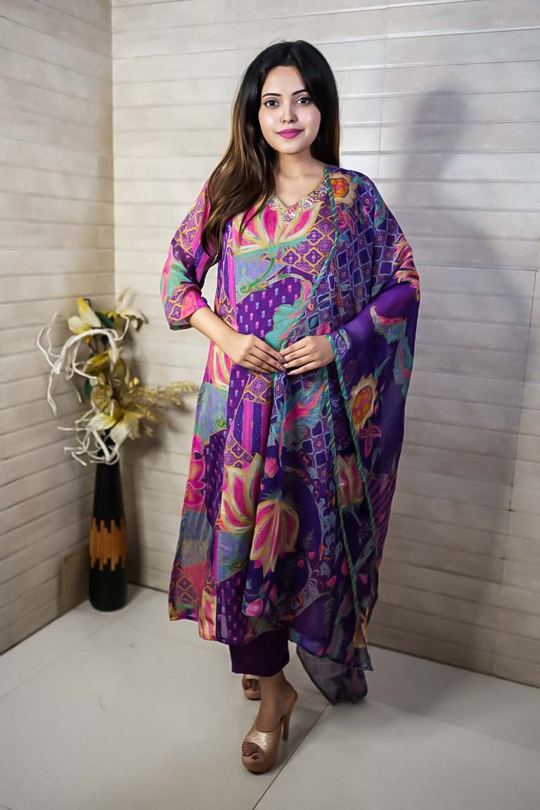 PF7854 Kurtis Ethnic Clothing Kurta Sets Printed Silk