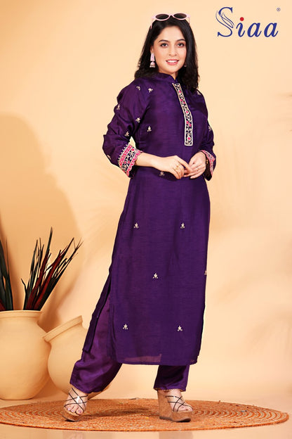 PF7862 Kurtis Ethnic Clothing Hand Embroidery Kurta Sets Silk