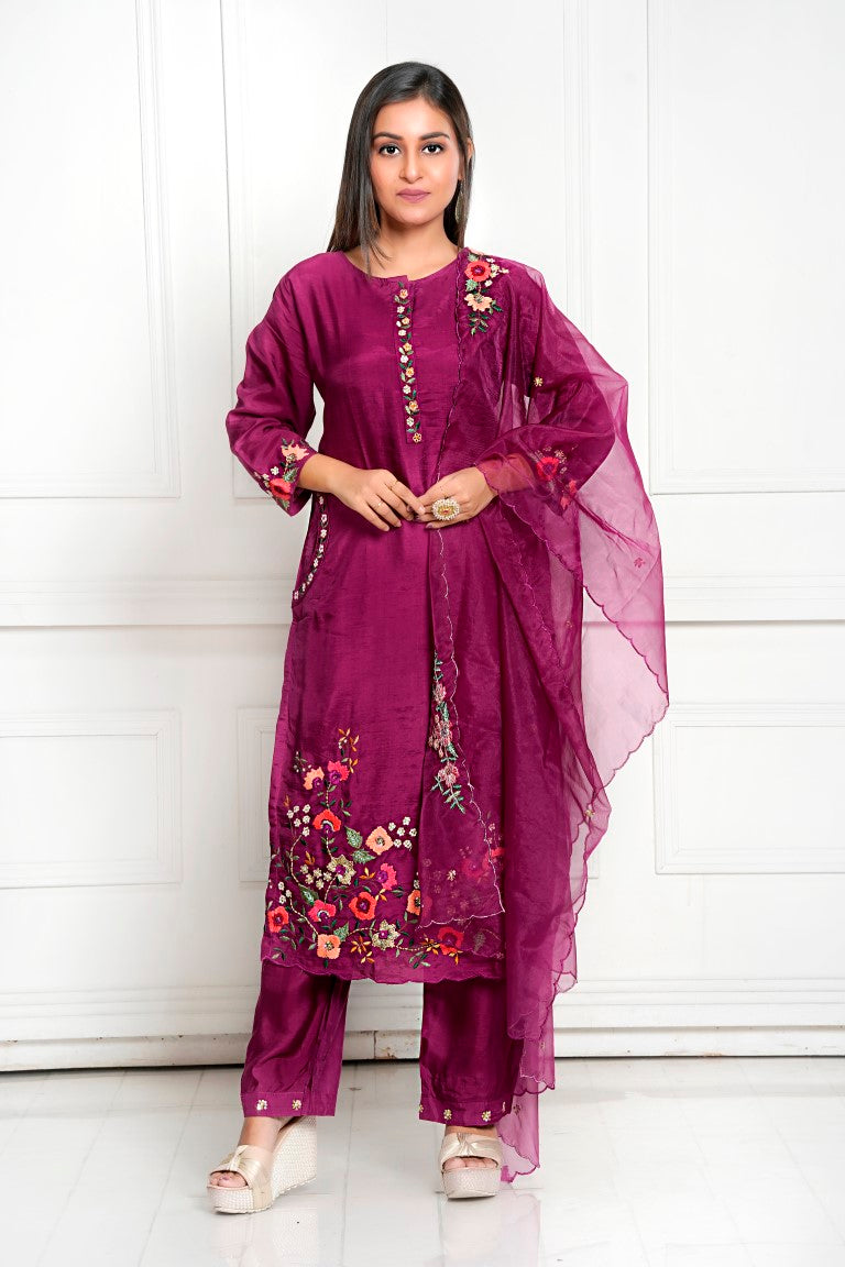 PF7924 Kurtis Ethnic Clothing Festive Collection Hand Embroidery Kurta Sets Silk