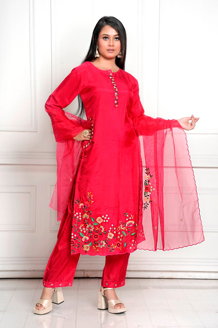 PF7924 Cherry Kurtis Ethnic Clothing Festive Collection Hand Embroidery Kurta Sets Silk