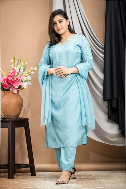 PF7926 - , Kurtis , Ethnic Clothing Hand Embroidery Kurta Sets Silk