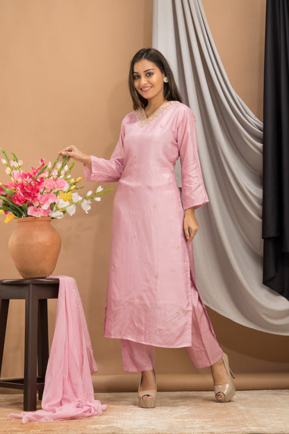 PF7926 - , Kurtis , Ethnic Clothing Hand Embroidery Kurta Sets Silk