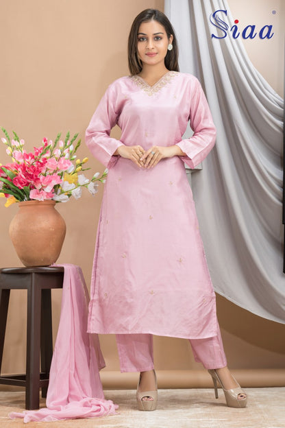 PF7926 - , Kurtis , Ethnic Clothing Hand Embroidery Kurta Sets Silk