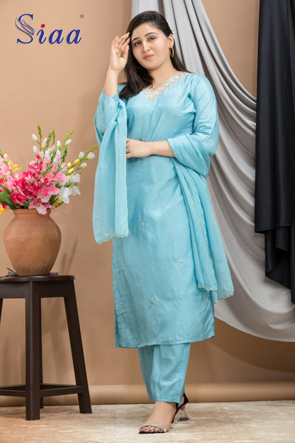 PF7926 - Firoza , Kurtis , Ethnic Clothing Hand Embroidery Kurta Sets Silk