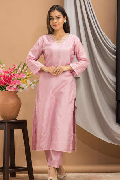 PF7926 - , Kurtis , Ethnic Clothing Hand Embroidery Kurta Sets Silk