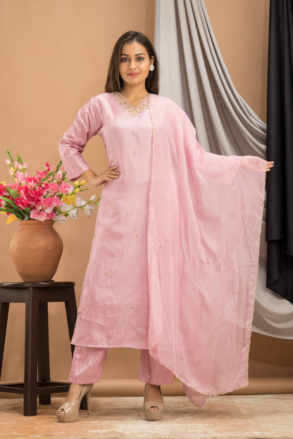 PF7926 - , Kurtis , Ethnic Clothing Hand Embroidery Kurta Sets Silk