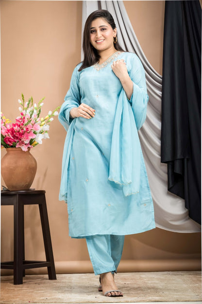 PF7926 - , Kurtis , Ethnic Clothing Hand Embroidery Kurta Sets Silk