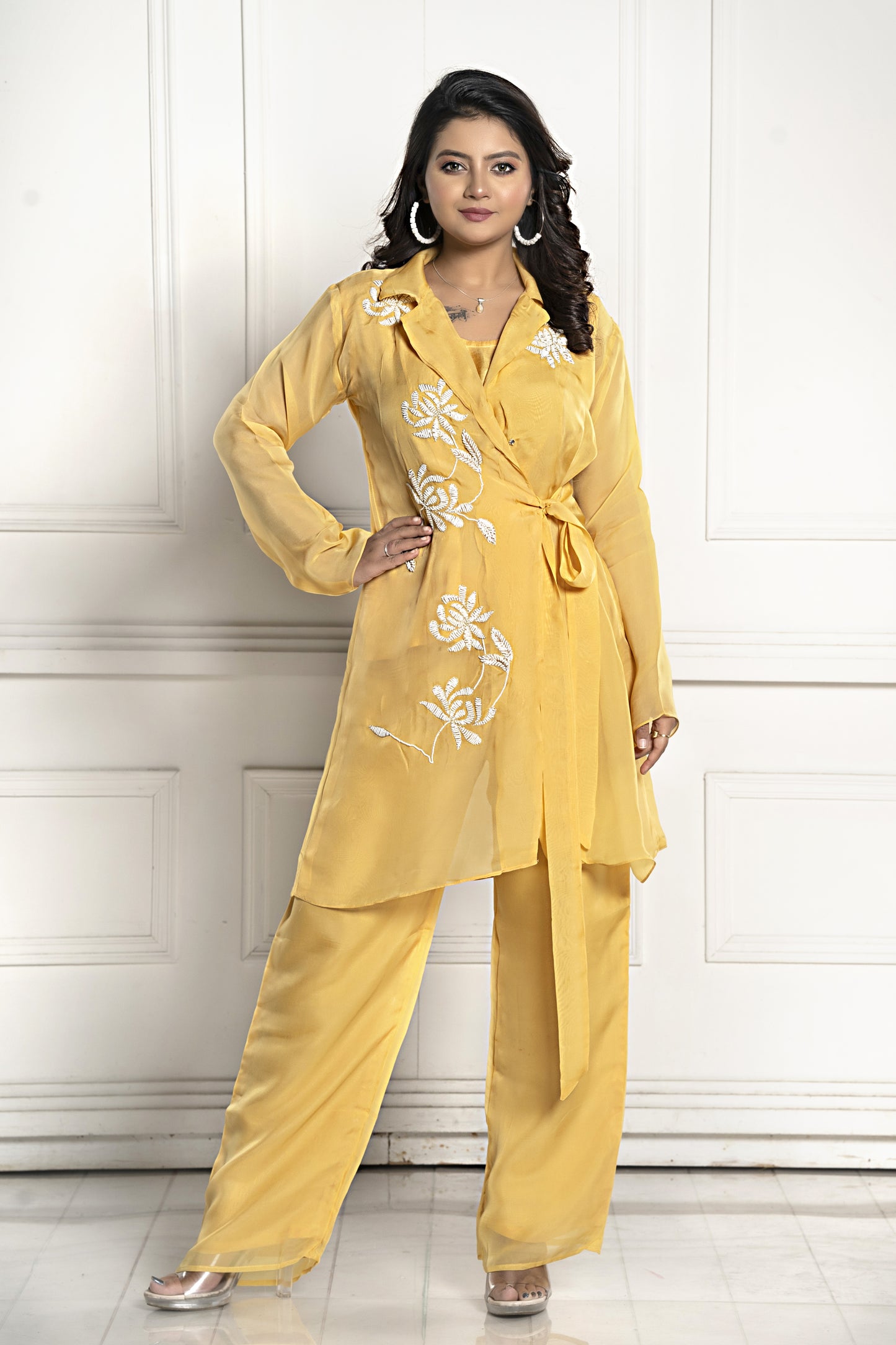 PF7938 - , Kurtis , Casual Wear Cocktail Collection Cord Sets Ethnic Clothing Hand Embroidery Silk