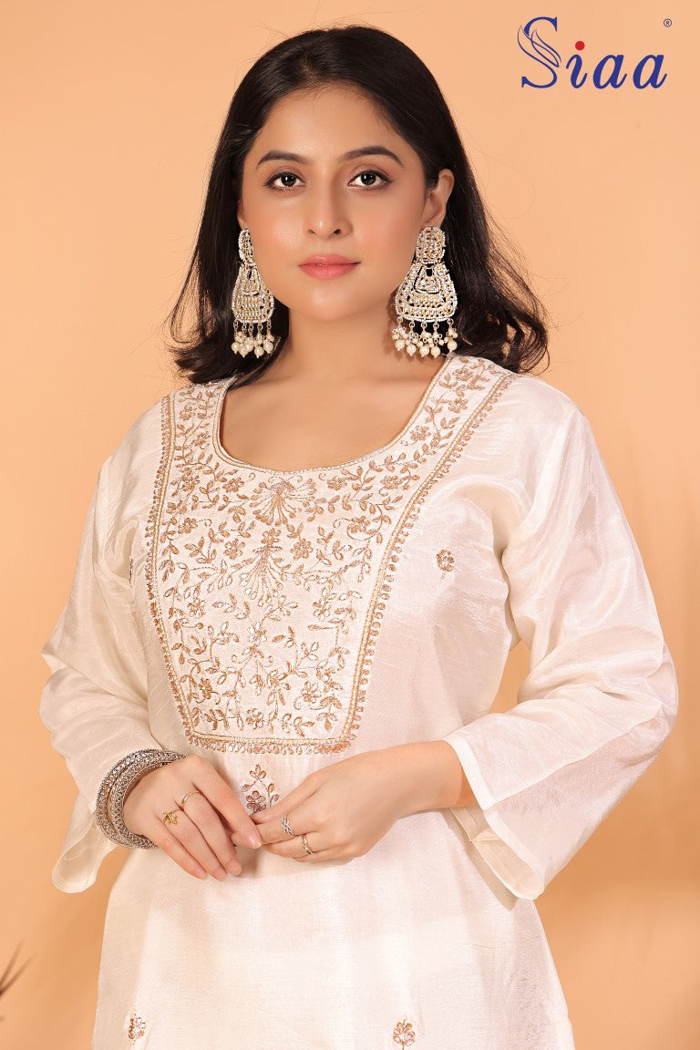 PF7965A Kurtis Ethnic Clothing Hand Embroidery Kurta Sets Silk