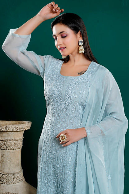 PF8031 Kurtis Chiffon Ethnic Clothing Kurta Sets Lucknowi