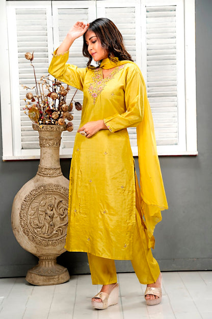 PF8053A Kurtis Ethnic Clothing Festive Collection Hand Embroidery Kurta Sets Silk