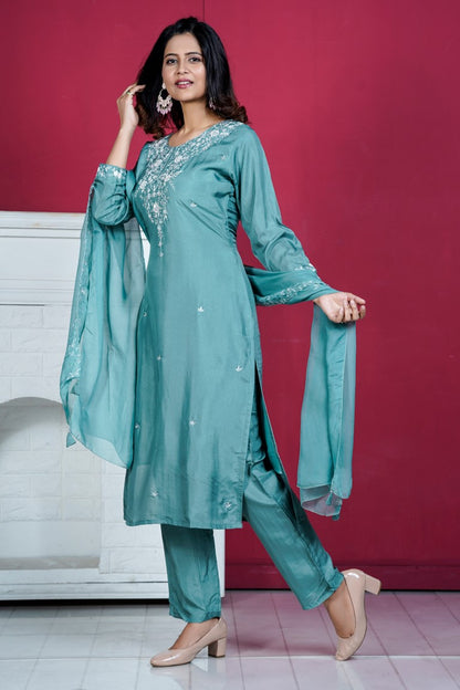 PF8056 Kurtis Ethnic Clothing Festive Collection Hand Embroidery Kurta Sets Silk