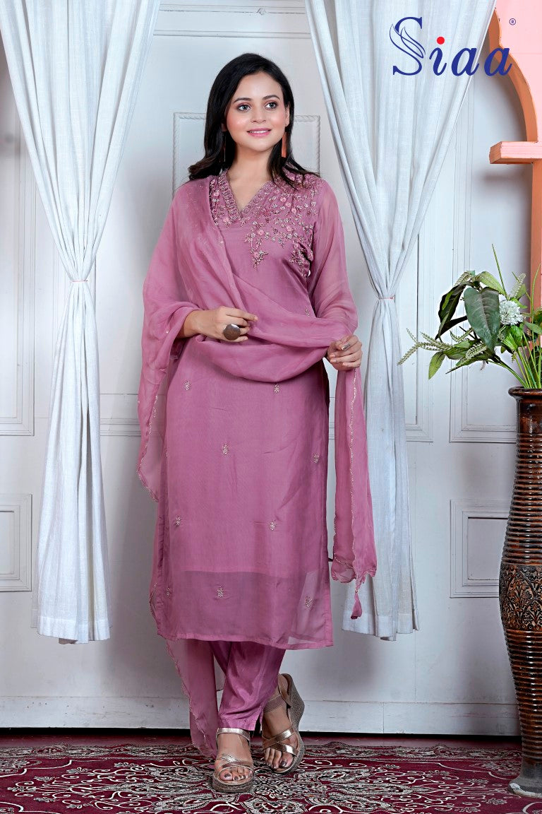 PF8097A Kurtis Ethnic Clothing Festive Collection Hand Embroidery Kurta Sets Silk