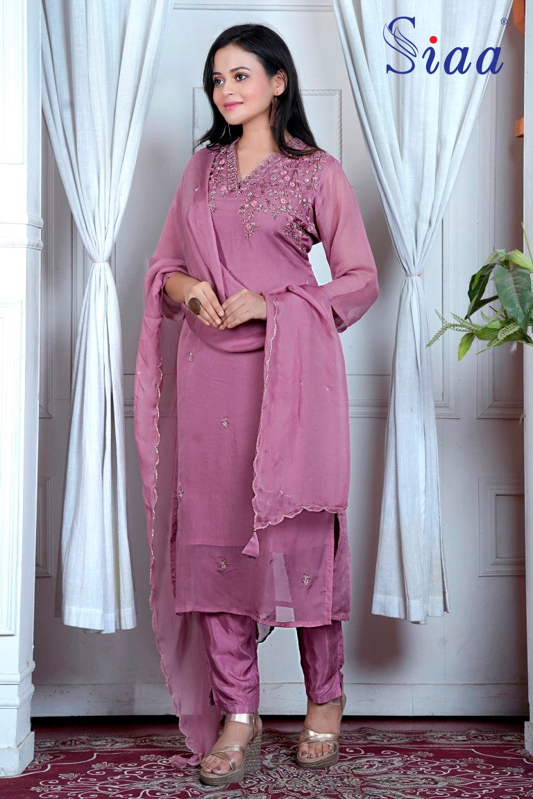 PF8097A Kurtis Ethnic Clothing Festive Collection Hand Embroidery Kurta Sets Silk