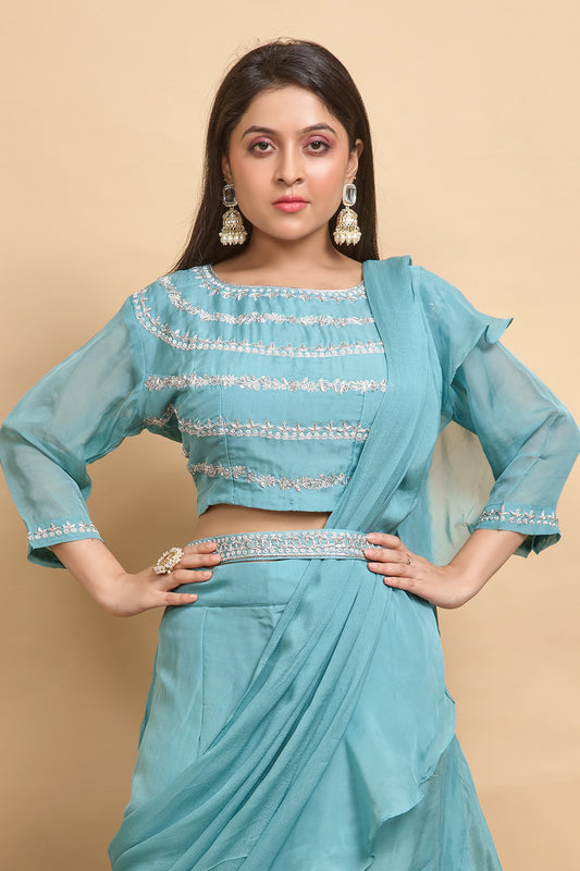 PF8100 - , Kurtis , Chiffon Contemporary Clothing Festive Collection Hand Embroidery Indo-Western