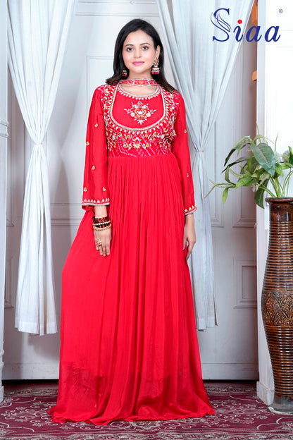 PF8107 Kurtis Bandhej Ethnic Clothing Georgette Gown