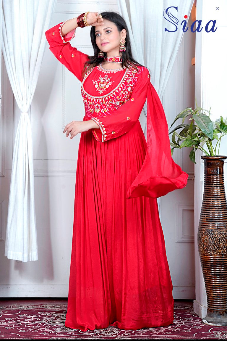 PF8107 Kurtis Bandhej Ethnic Clothing Georgette Gown