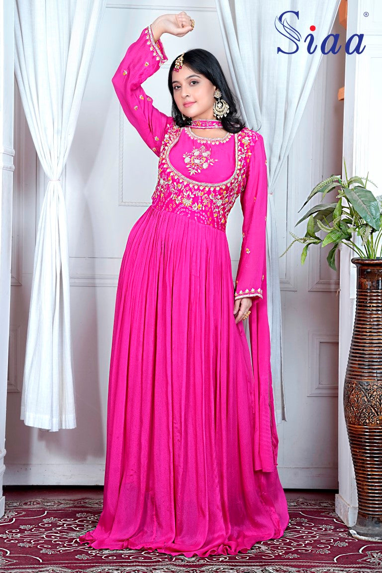 PF8107 - Rani , Kurtis , Bandhej Ethnic Clothing Georgette Gown