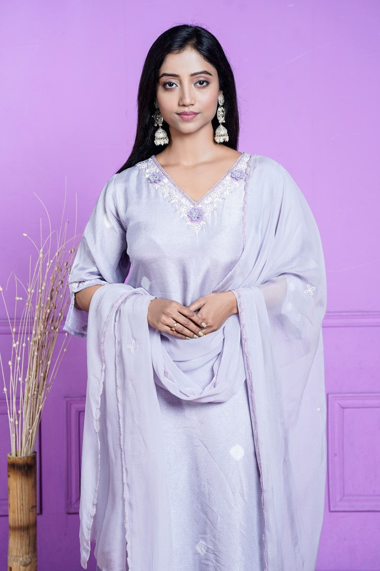 PF8128 Grey Kurtis Ethnic Clothing Festive Collection Hand Embroidery Kurta Sets Silk