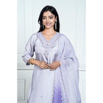 PF8129 - Grey , Kurtis , Ethnic Clothing Hand Embroidery Kurta Sets Silk