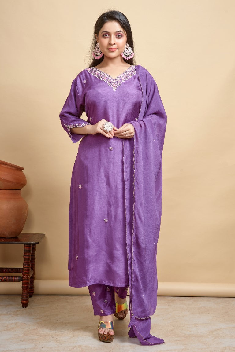 PF8130 Kurtis Ethnic Clothing Hand Embroidery Kurta Sets Silk