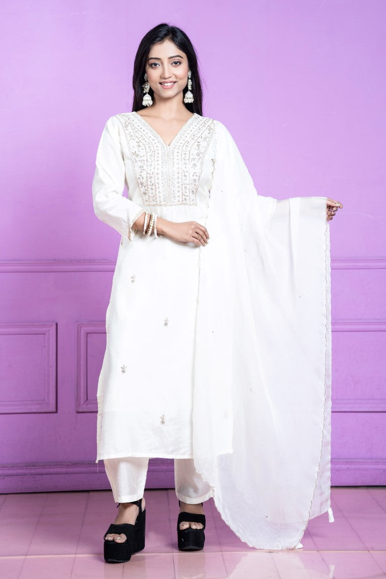 PF8134 Kurtis Ethnic Clothing Hand Embroidery Kurta Sets Silk